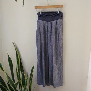 Old Navy | Maternity Linen Blend Wide Leg Pants Blue Chambray Sz S